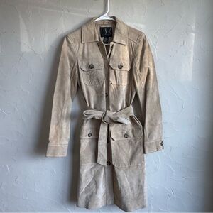 INC International Concepts Suede Leather Trench Coat – Size S